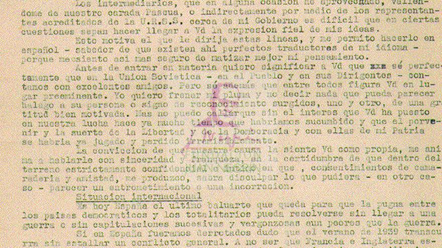 Carta de Negrín a Stalin