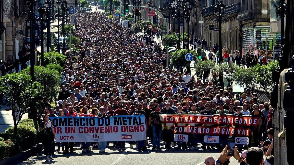 El metal de Pontevedra vuelve a la calle por su convenio: primera jornada de protestas