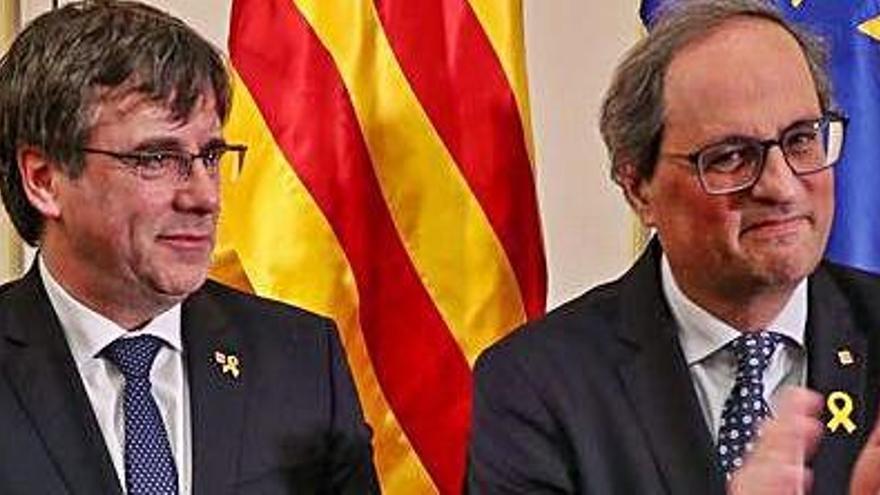 Torra i Puigdemont en la seva conferència a Brussel·les