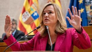 La líder del PSOE, Pilar Alegría, en una comparecencia en las Cortes.