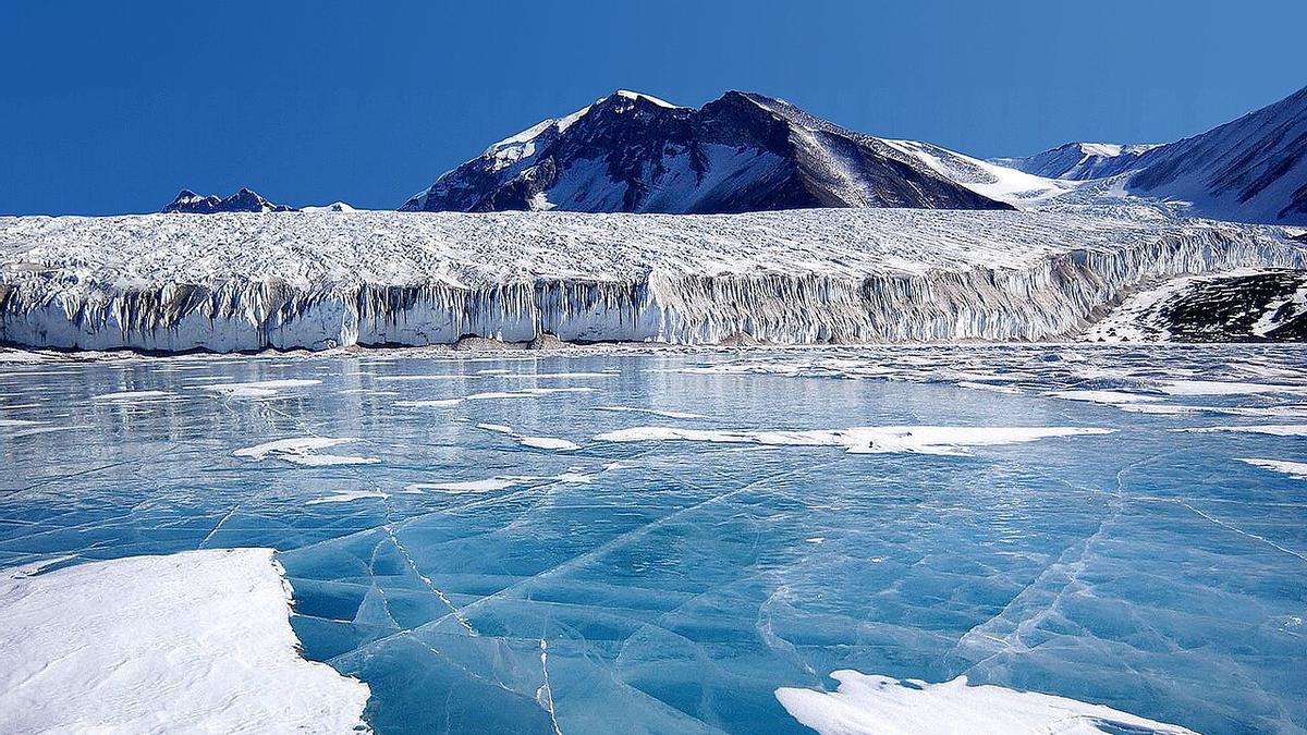 Imagen del Lago Fryxell, en la Antártida.