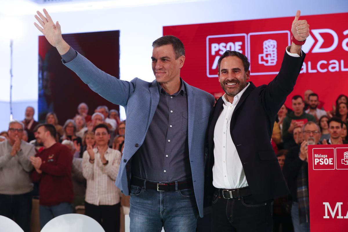 El secretario general del PSOE y presidente del Gobierno, Pedro Sánchez, participa en un acto del partido en Málaga