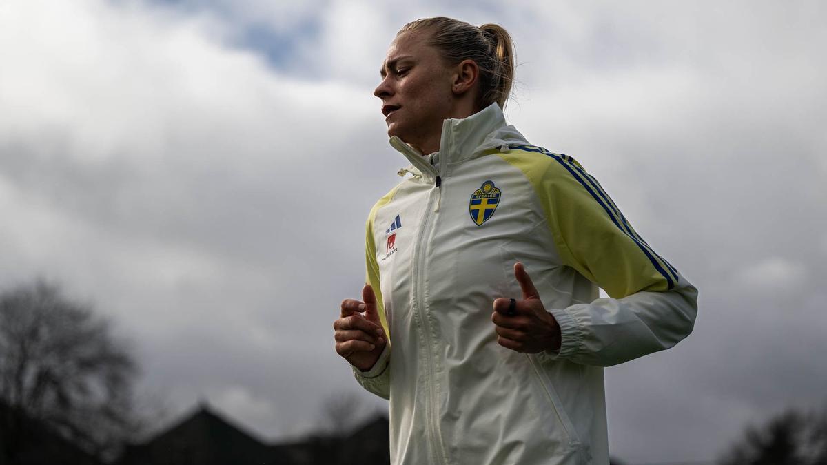 Fridolina Rolfö en un entrenamiento durante el Mundial