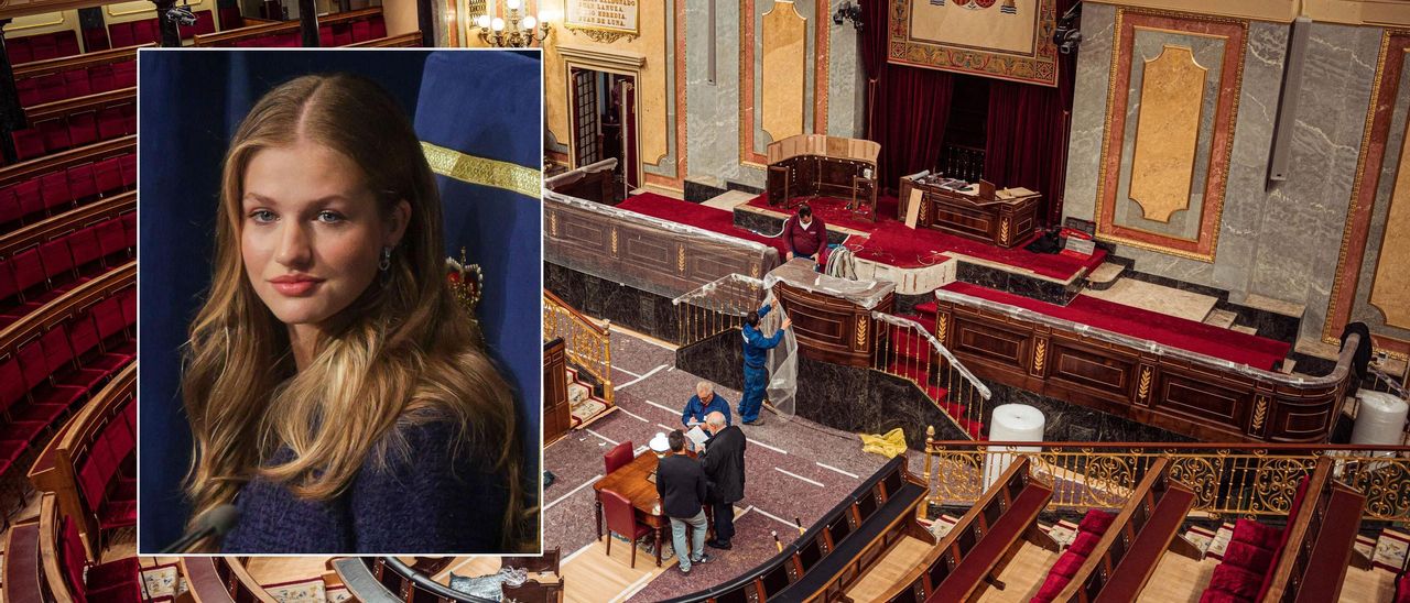 El Congreso se prepara para el juramento de la Princesa. En el recuadro, Leonor en los últimos Premios.