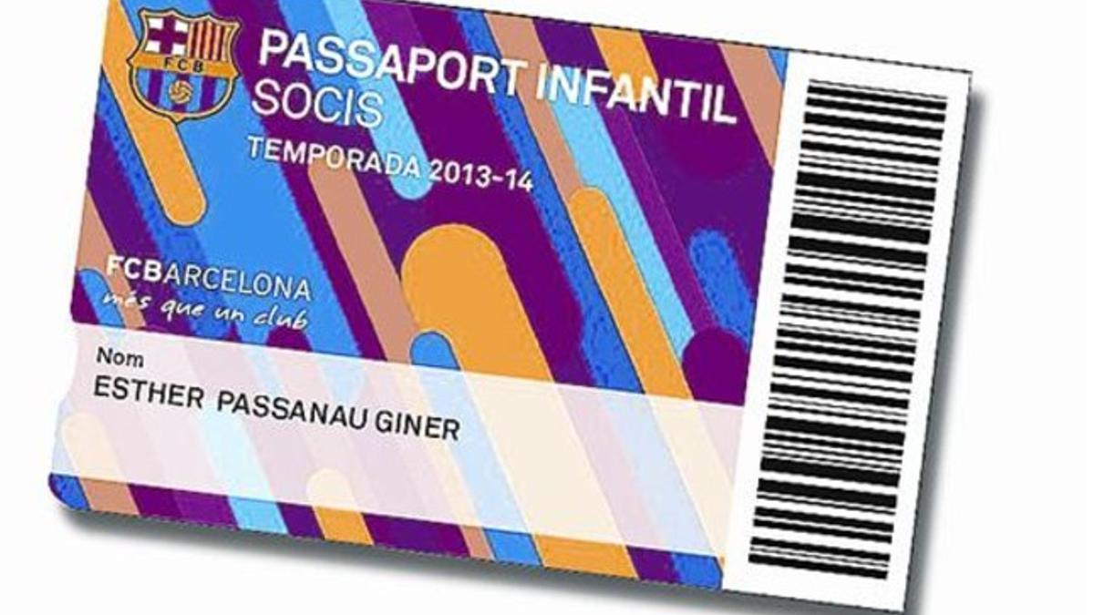 Imagen del futuro pasaporte infantil para socios del Barça.