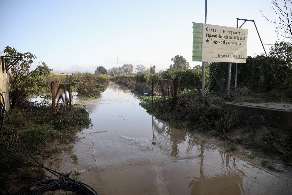 Inundación en la barriada de Doña Ana en la Estación de Cártama por la crecida del Guadalhorce