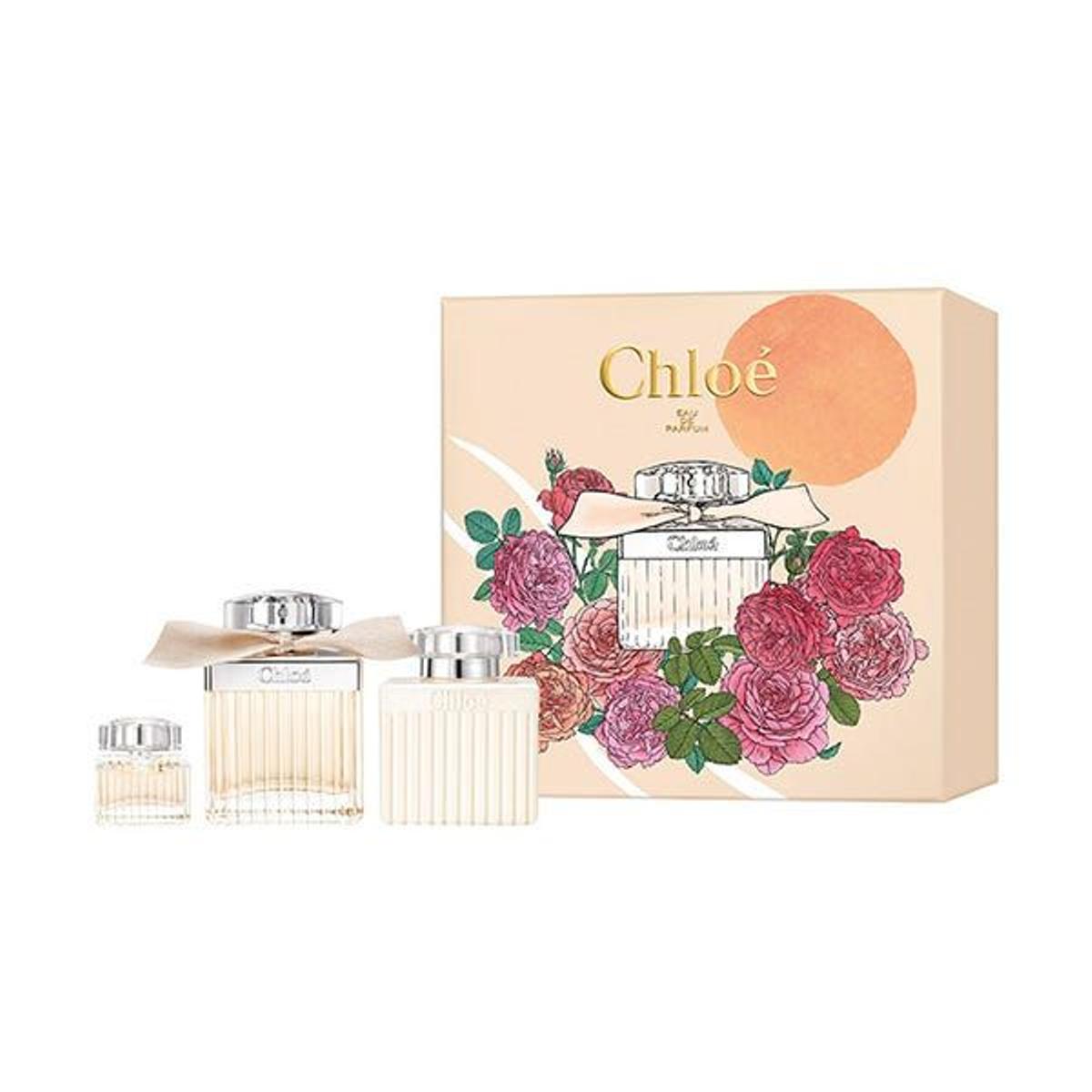 Estuche Chloé con perfume, body milk y mini talla