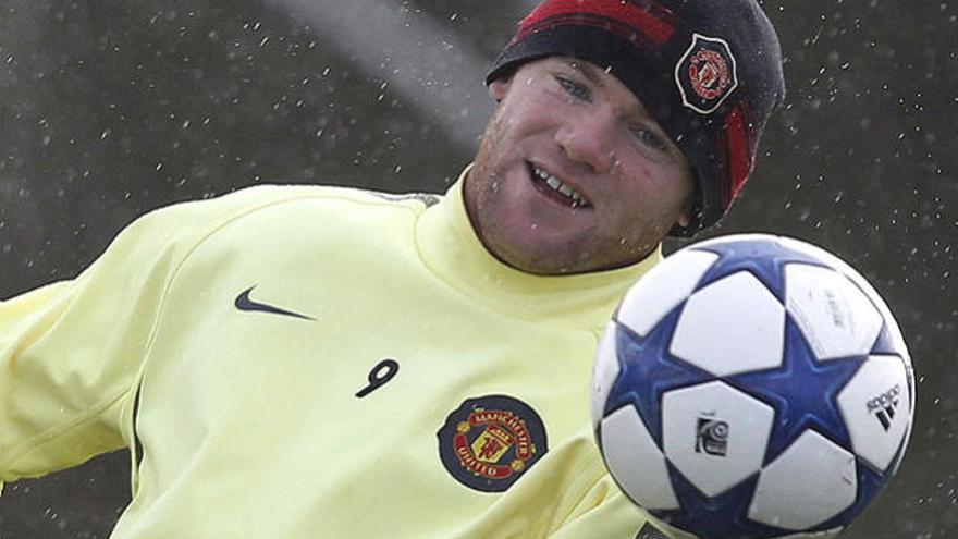 Wayne Rooney, durante un entrenamiento en Manchester, el pasado martes