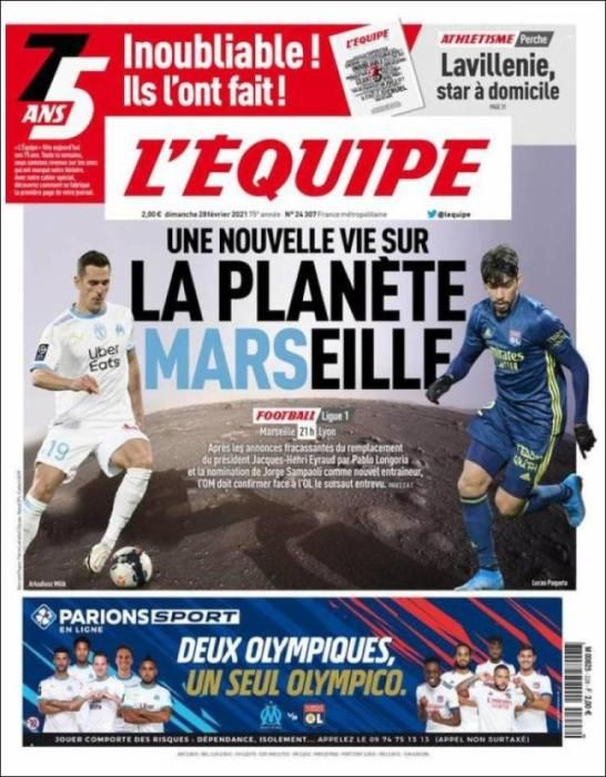 Portada L'ÉQUIPE domingo 28 febrero 2021