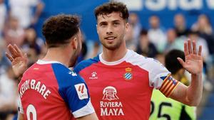 Puado, que anotó el 0-1 del Espanyol, no celebra el gol por respeto a la afición del Zaragoza, equipo en el que jugó.