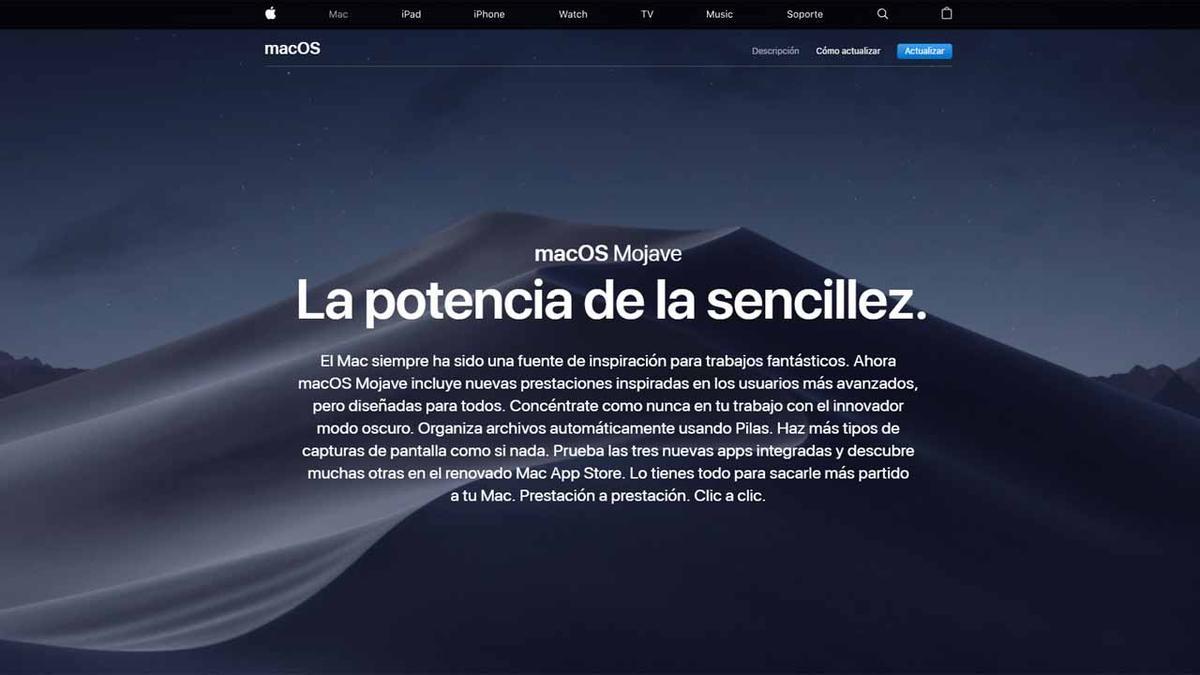 Apple pone hoy a la venta el sistema operativo MacOS Mojave, con modo oscuro.