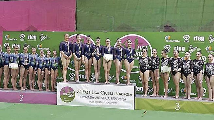 Las gimnastas del Xelska repitieron oro en Valencia y llegan primeras a la final de la Liga Iberdrola.