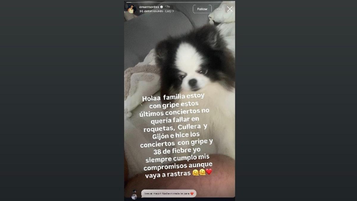 Mensaje de Omar Montes publicado en sus redes sociales.