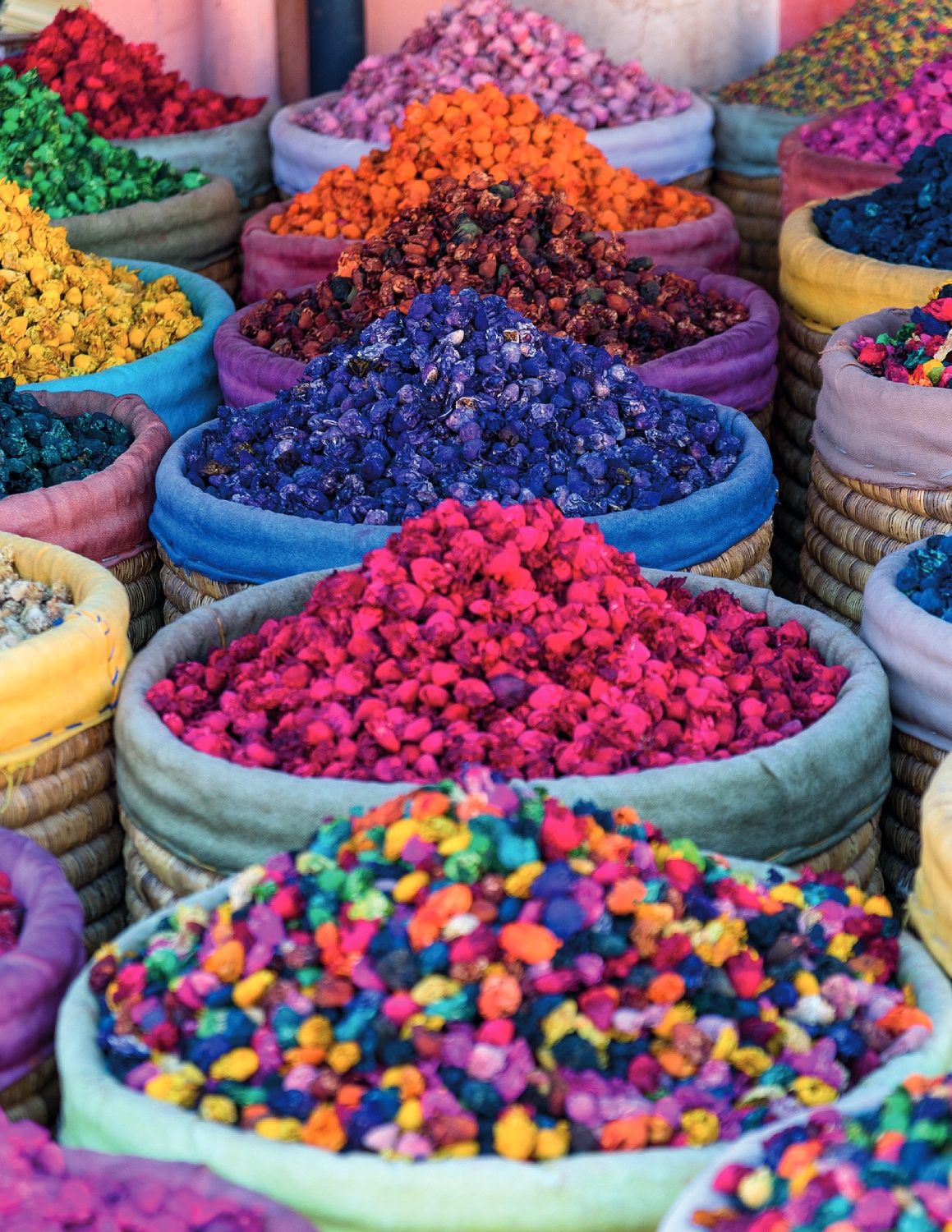 Tienda de tintes en el zoco.