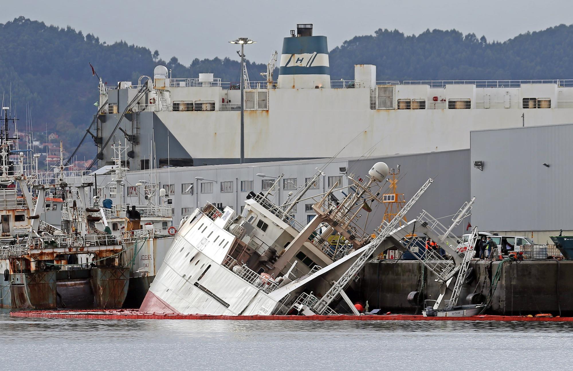 Estado actual del Buffin Bay este viernes en el puerto de Vigo.