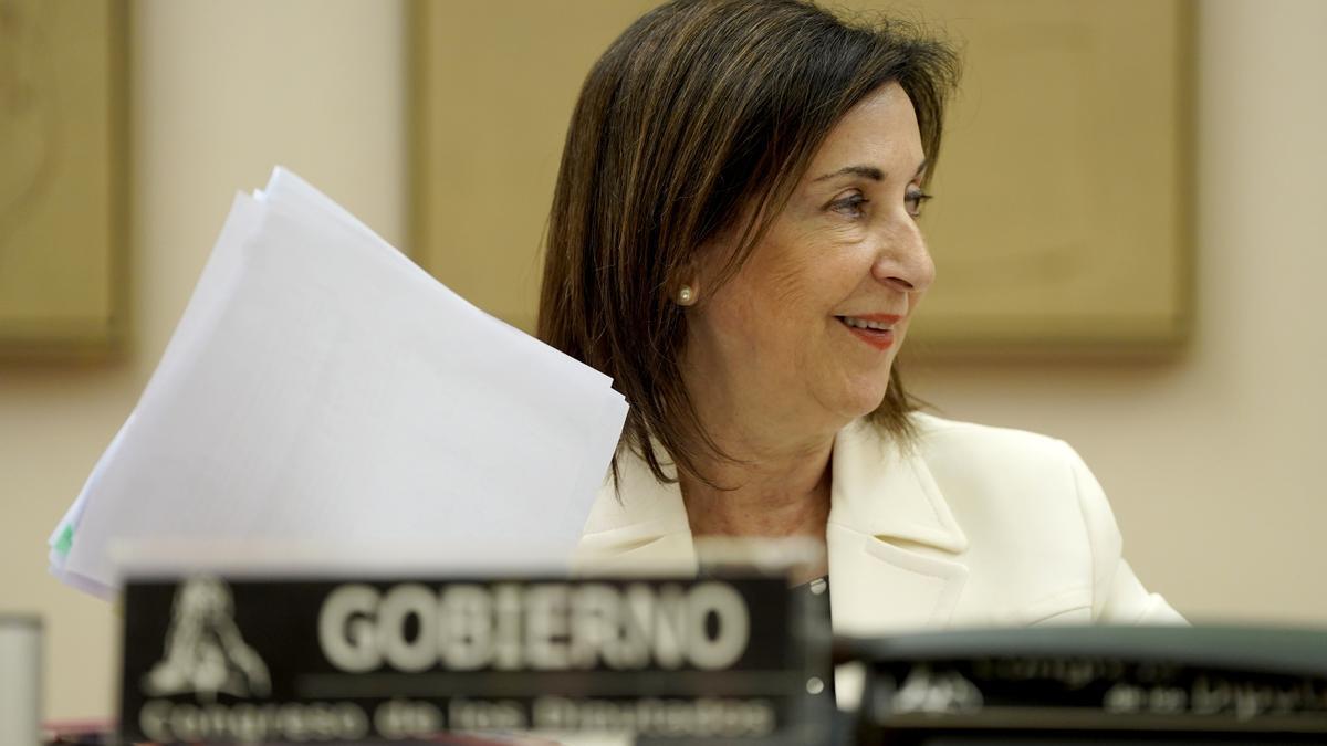 La ministra de Defensa, Margarita Robles, durante su última comparecencia en el Congreso.