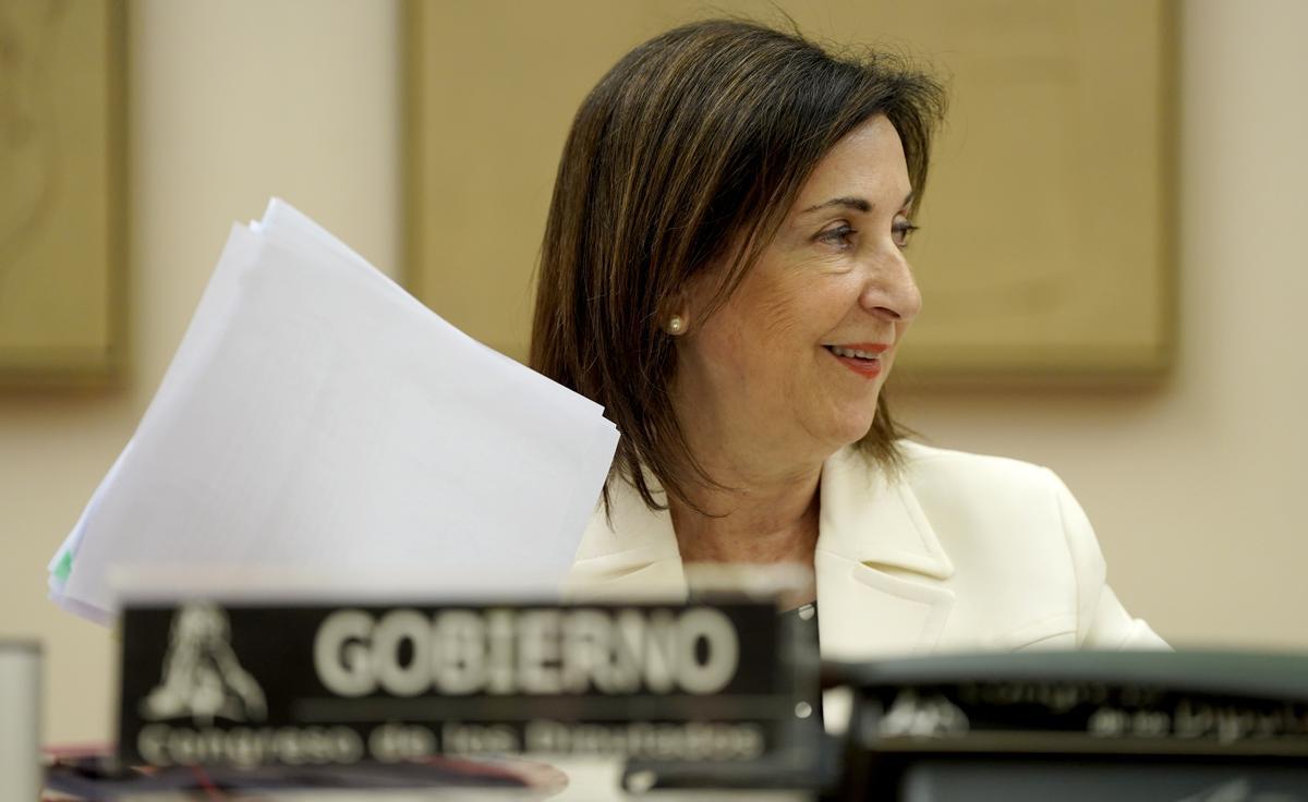 La ministra de Defensa, Margarita Robles, durante su última comparecencia en el Congreso.