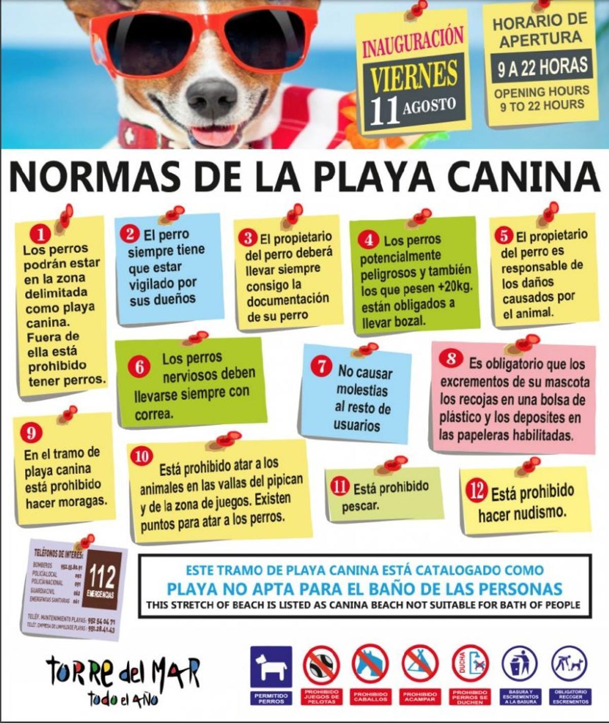 Normas de la playa para perros de Torre del Mar