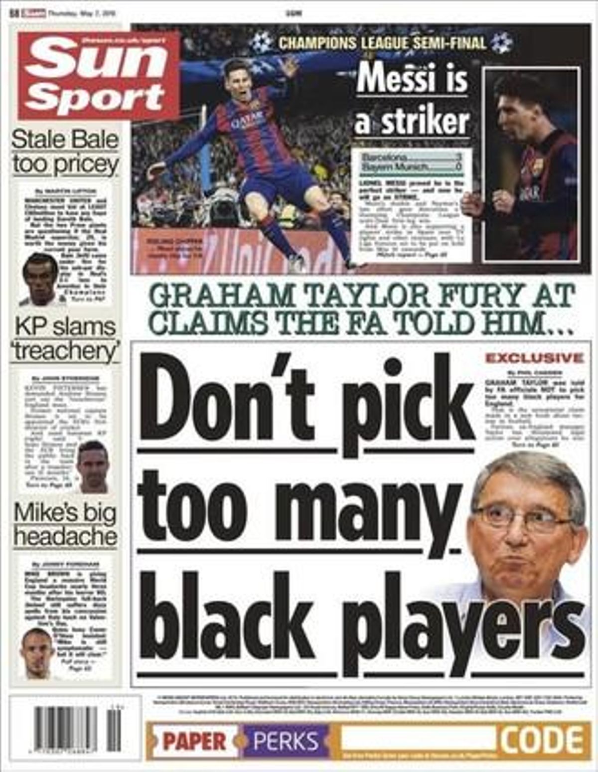 Messi és el davanter’, resumeix {’Sun} {Sport}’.