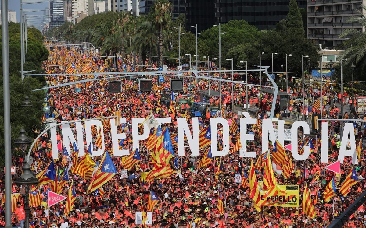 La manifestación, cerca del Palau de Pedralbes