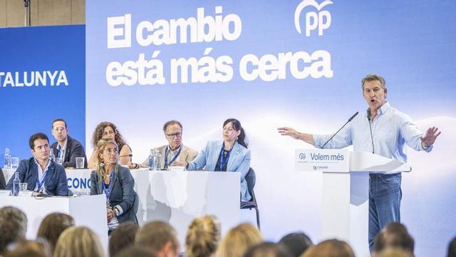 La intervenció final del president del Partit Popular, Alberto Núñez Feijóo, en el congrés del PP català. | MANU MITRU