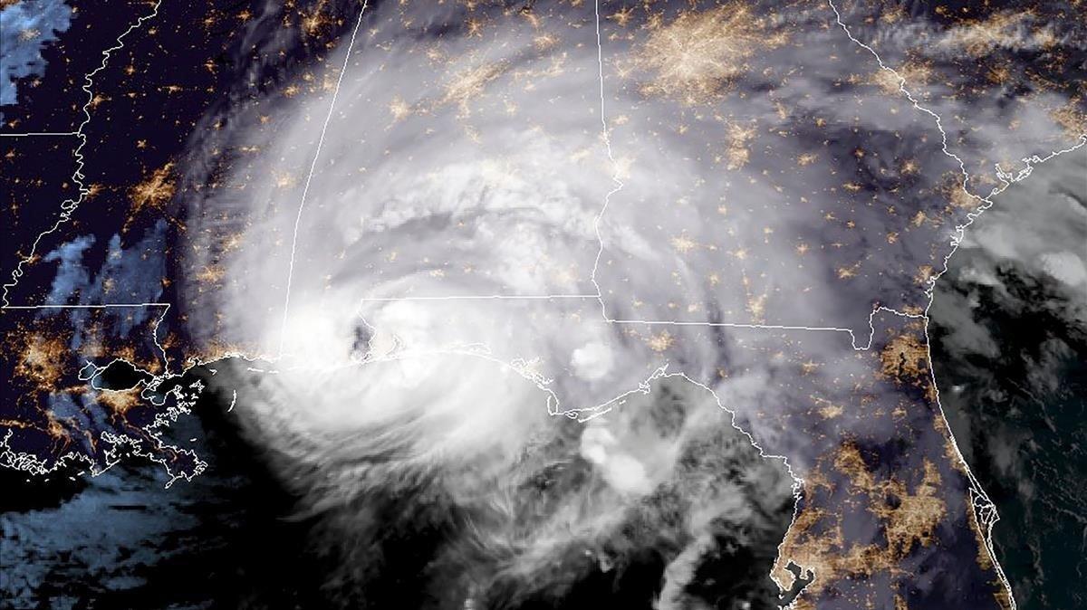 Una imagen de satélite del huracán Sally en la costa de Estados Unidos. 