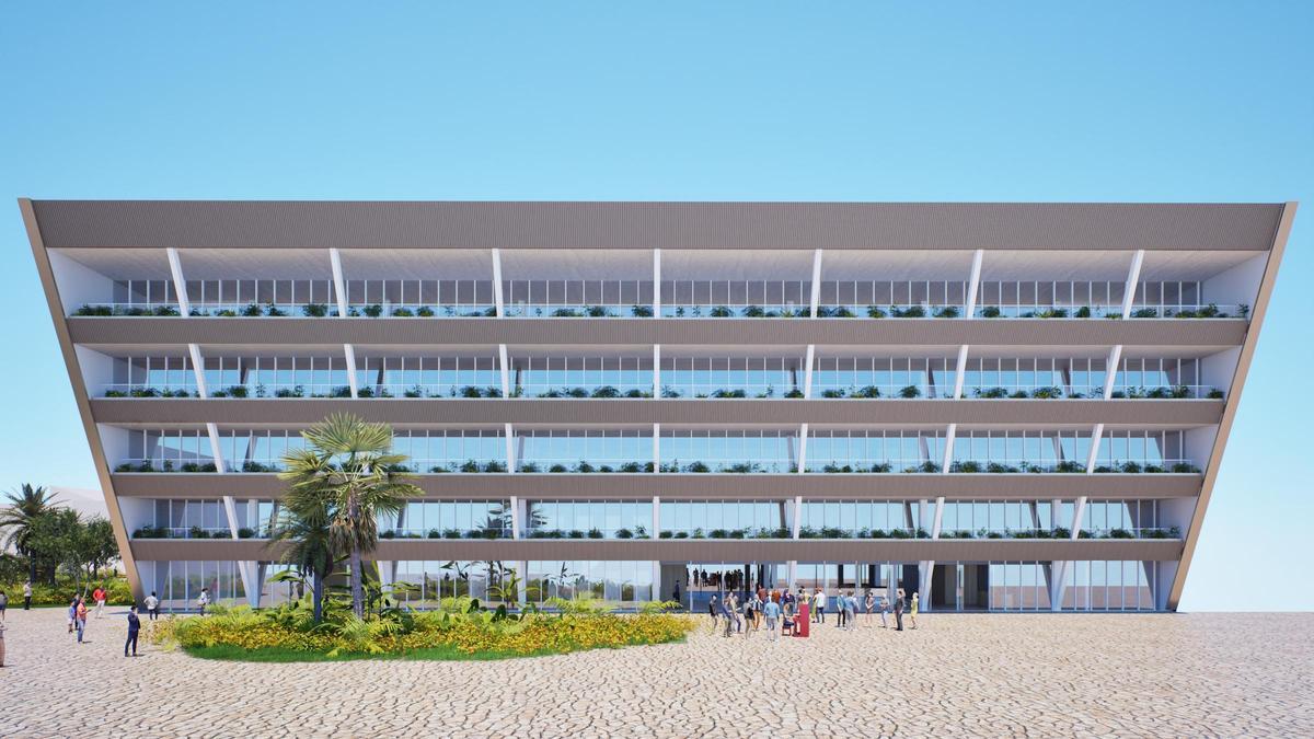 Fachada del futuro pabellón ferial de Infecar