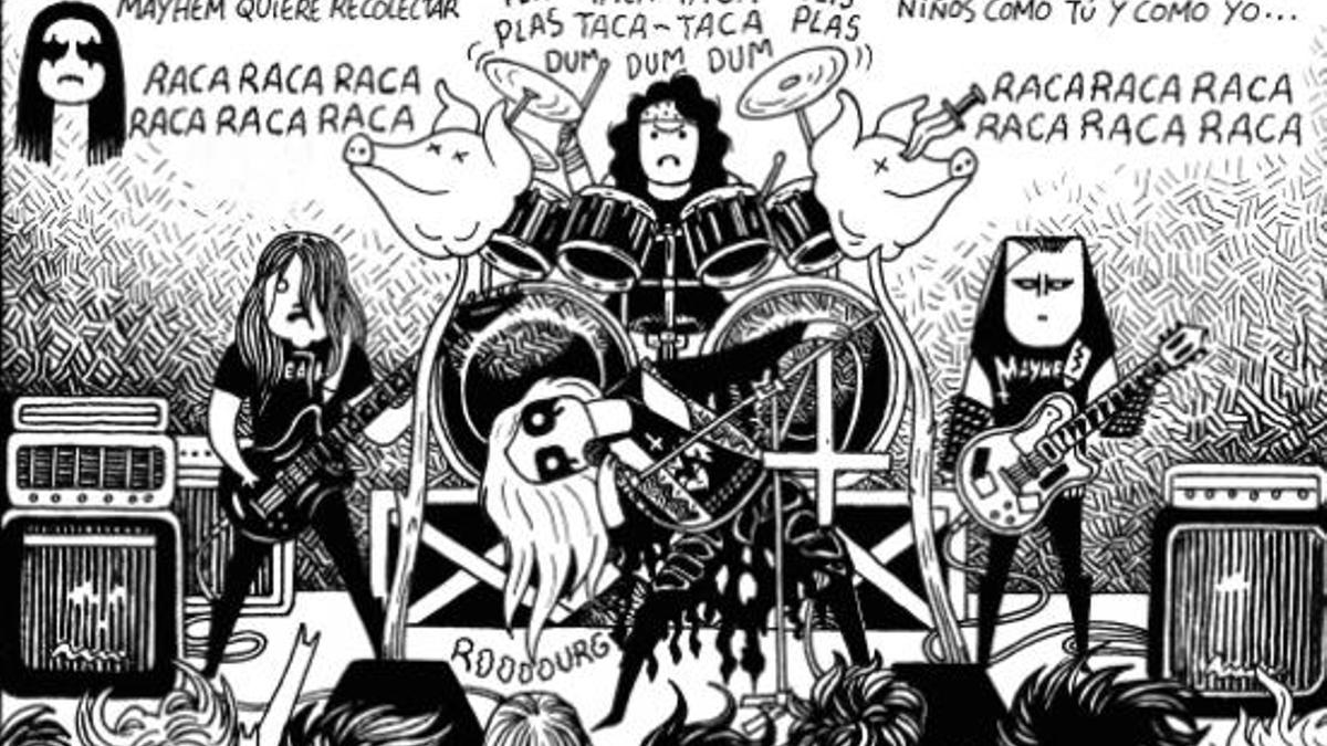 Viñeta del cómic 'Black Metal', de Magius.