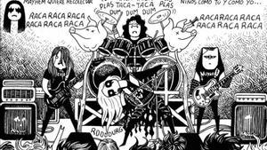 Viñeta del cómic Black Metal, de Magius.