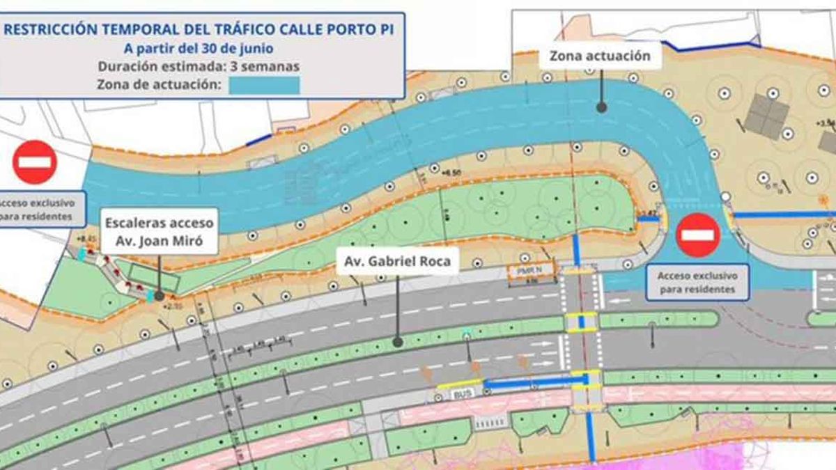 Restricción temporal del tráfico en la calle Porto Pi