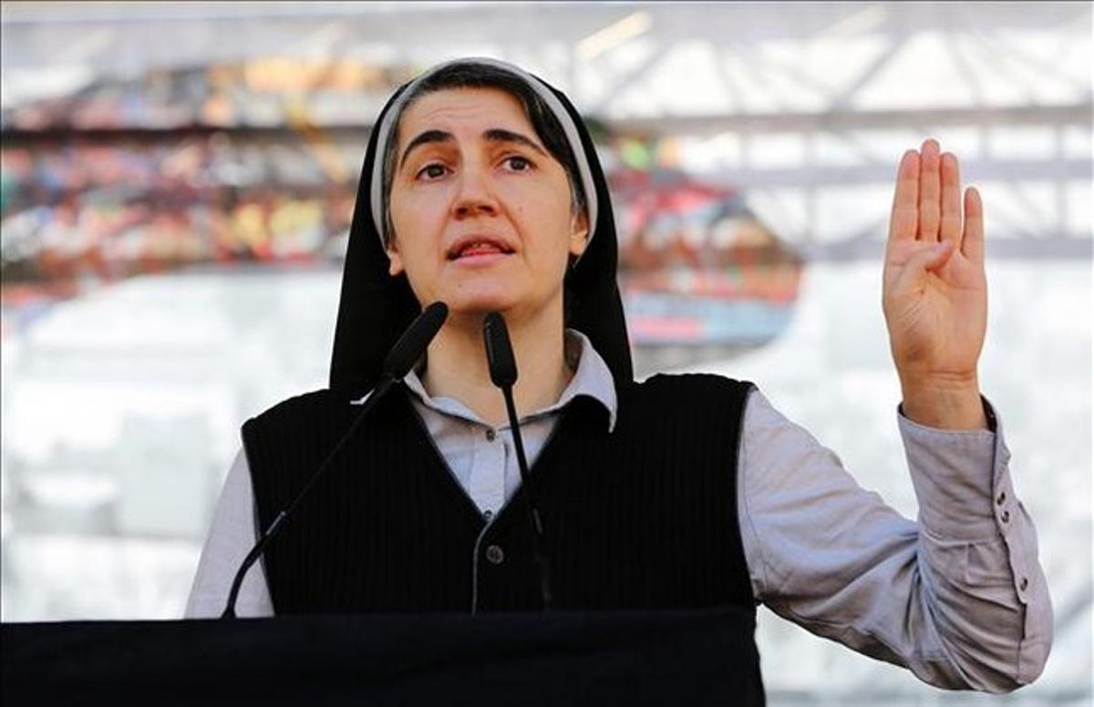 Teresa Forcades, en un acte de Procés Constituent, a Montjuïc.