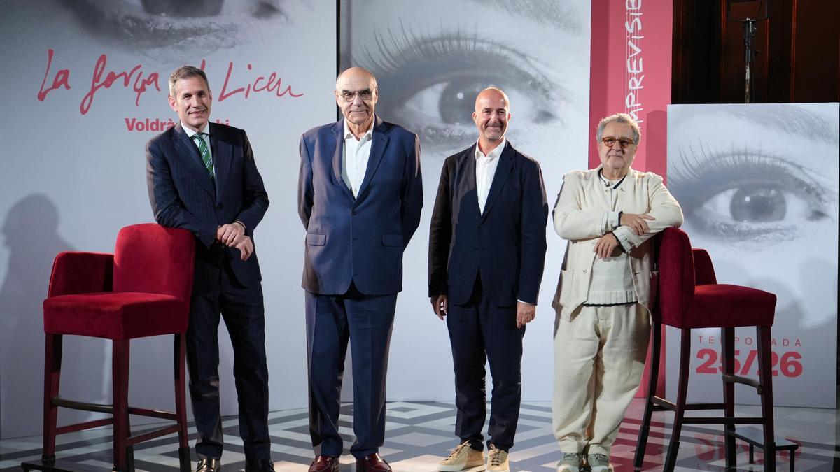 El manresà Valentí Oviedo, director general del Liceu; Salvador Alemany, president del Patronat; Víctor Garcia de Gomar, director artístic; i el puig-reigenc Josep Pons, director musical