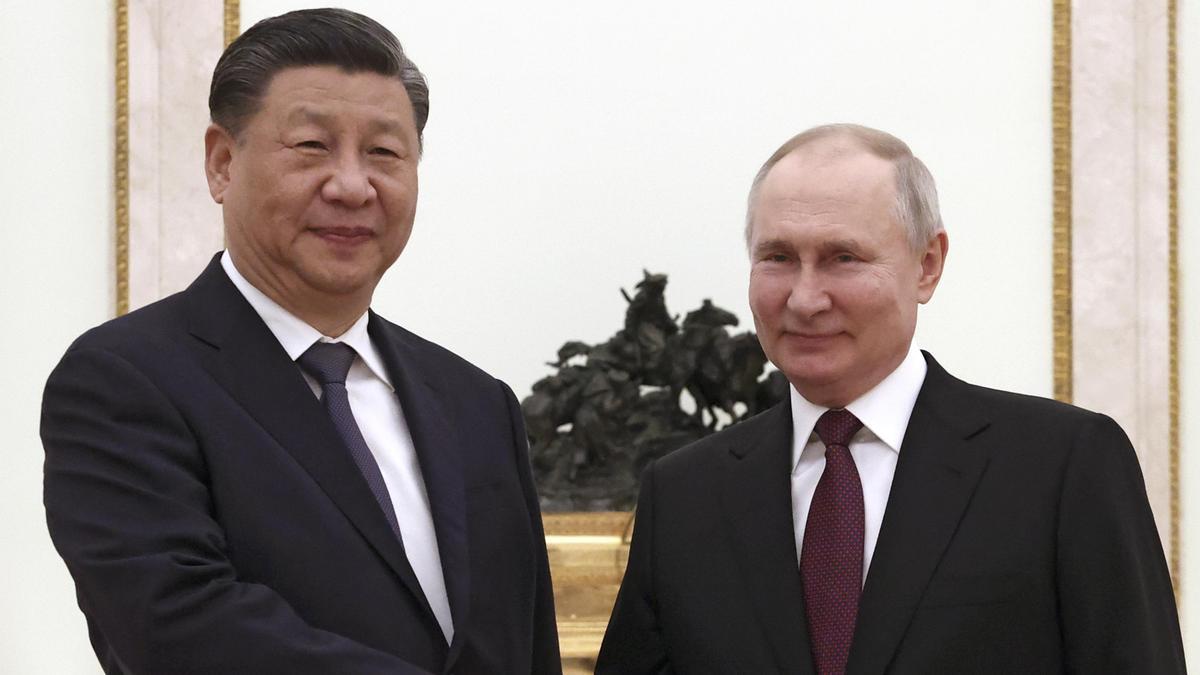 El presidente chino, Xi Jingping, durante su encuentro en Moscú con Vladimir Putin.