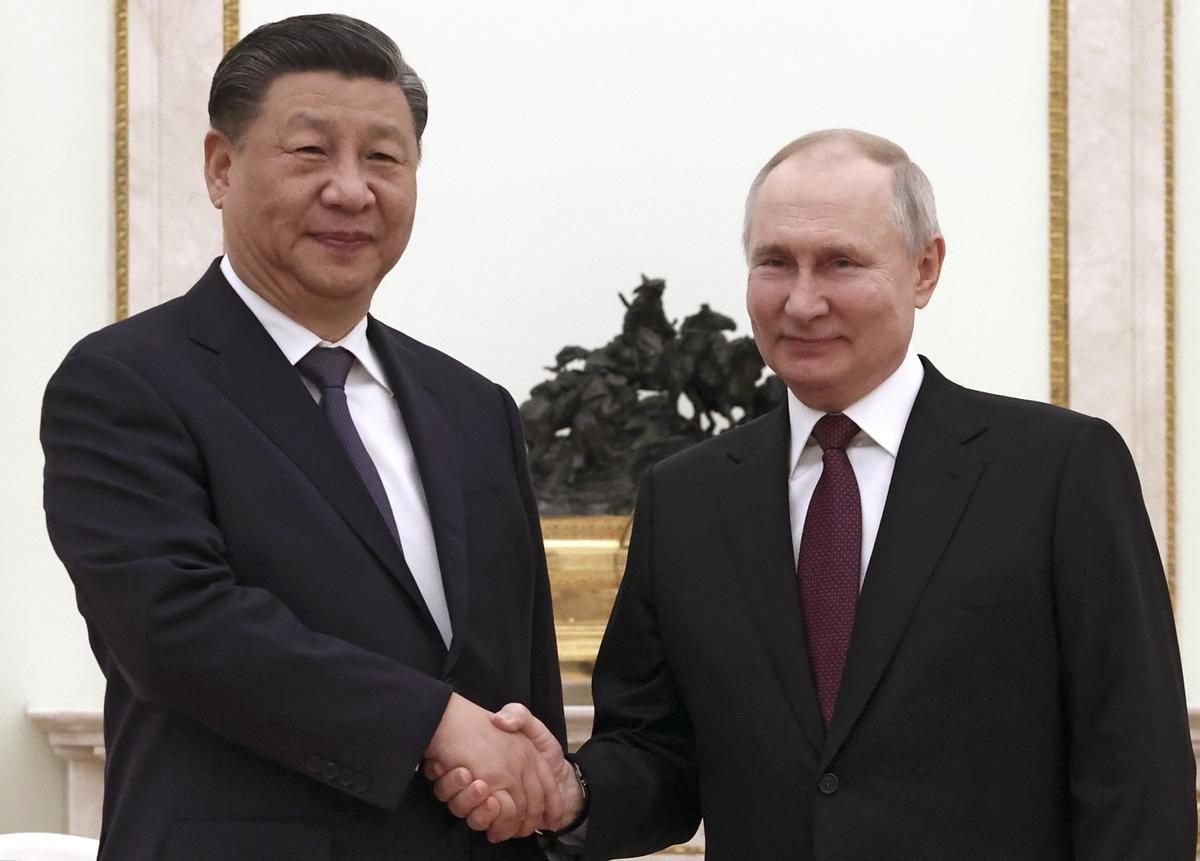 El presidente chino, Xi Jingping, durante su encuentro en Moscú con Vladimir Putin.