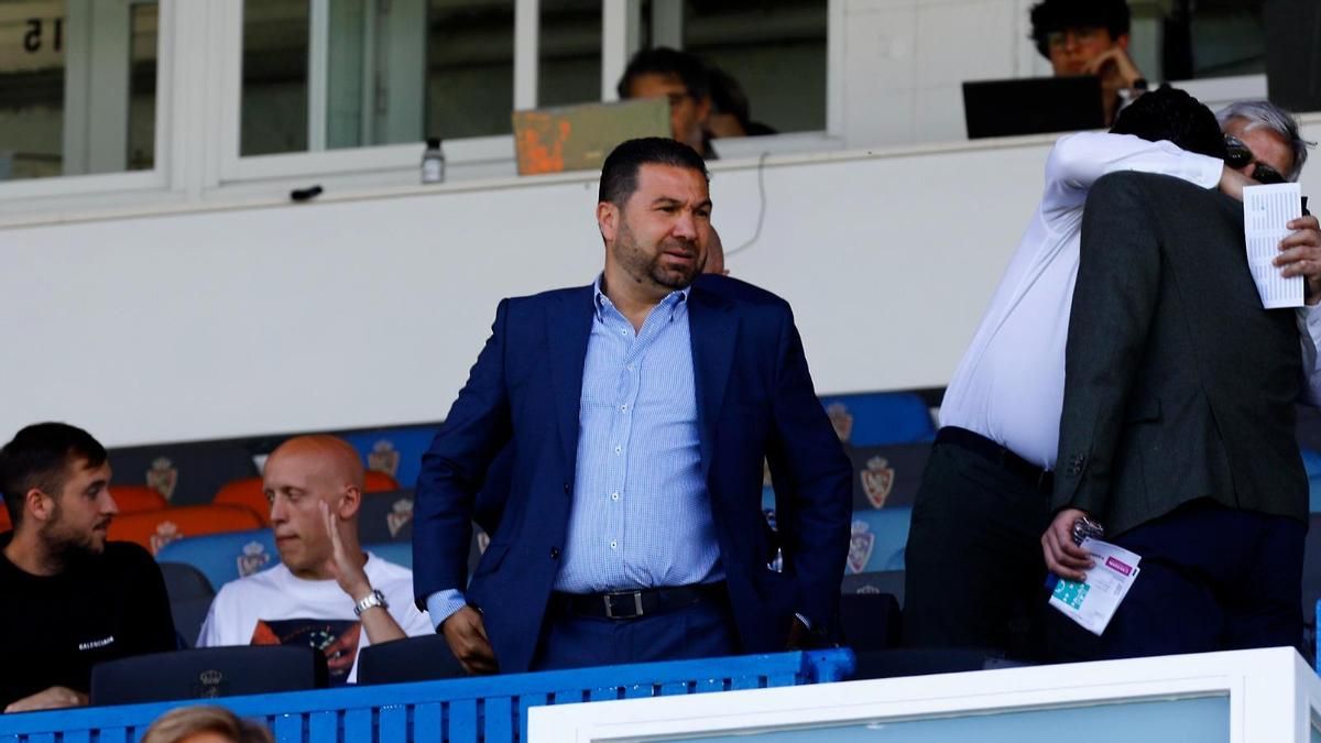 Juan Carlos Cordero, en el palco del Real Zaragoza.