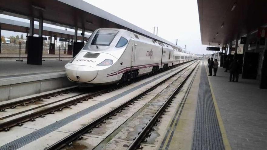 Alvia con destino Madrid en la estación de Zamora.