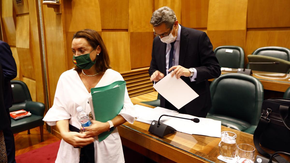 Los concejales de Vox en el Ayuntamiento de Zaragoza, Carmen Rouco y Julio Calvo.