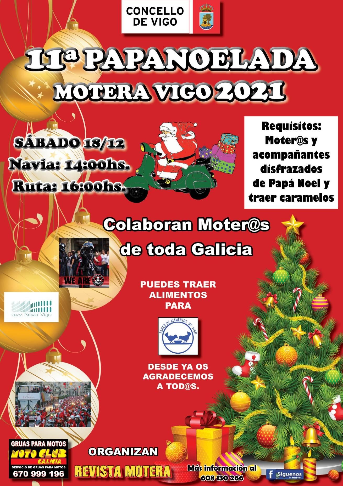 Cartel de la 11º edición de la Papanoelada motera de Vigo 2021.