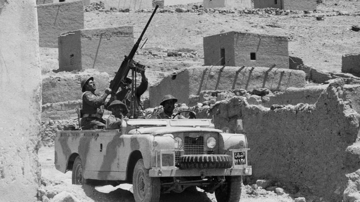 Un tanque patrulla el valle del Jordán, en septiembre de 1970.