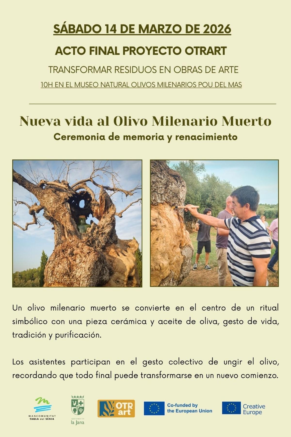 Cartel sobre el acto final del proyecto OTRart en el Territorio Sénia.