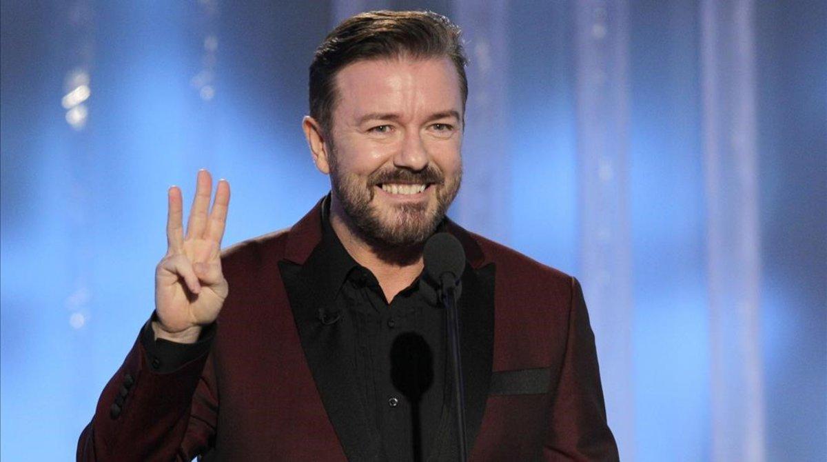 zentauroepp18007838 show host ricky gervais gestures during the 69th annual gold191227114911