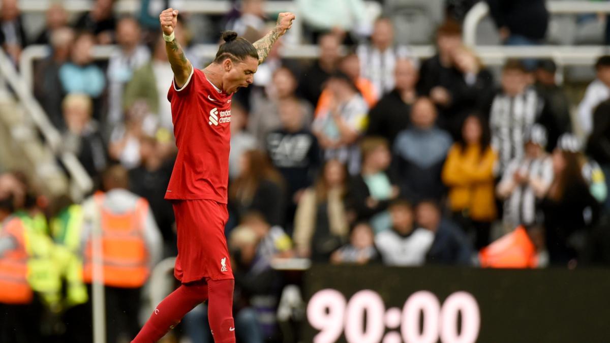 Darwin Núñez celebra la victoria del Liverpool