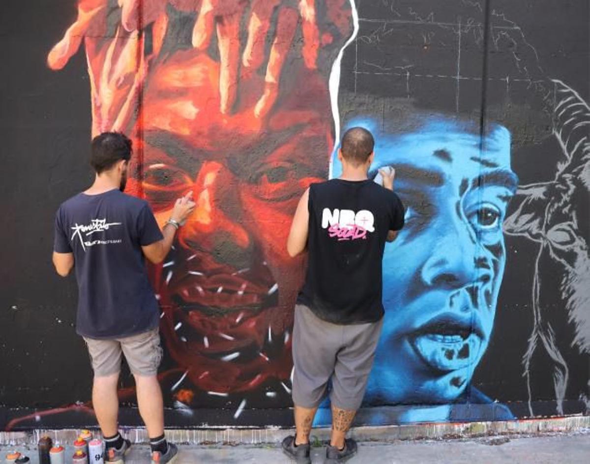 El mural más culé de Lamine Yamal y Nico Williams en Barcelona