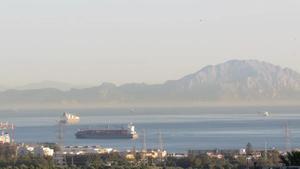 Nube de contaminación sobre el Estrecho de Gibraltar. 