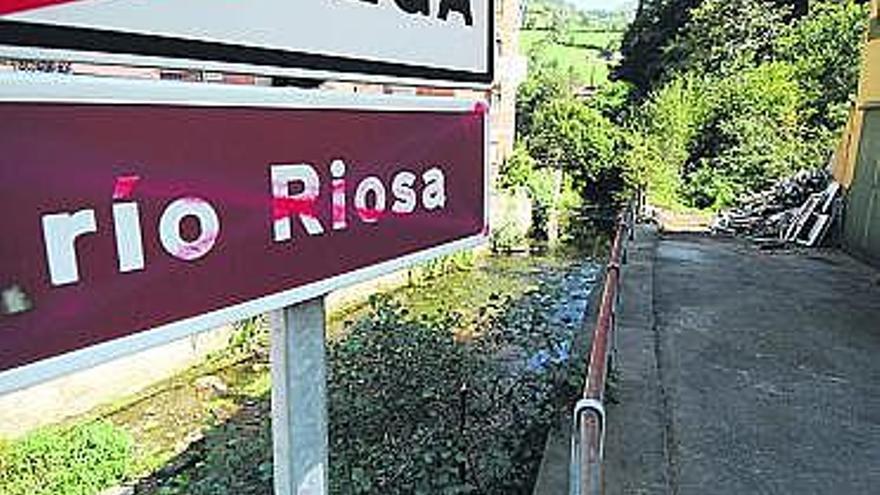 El río Riosa a su paso por la localidad de La Vega.