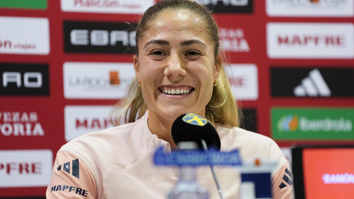 La jugadora de la Selección Española femenina Laia Aleixandri en el estadio Gamla Ullevi de Gotemburgo