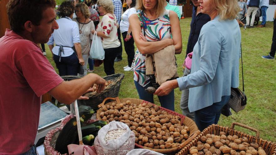 Un puesto de nueces en la feria de la nuez y el lino en Villaviciosa.