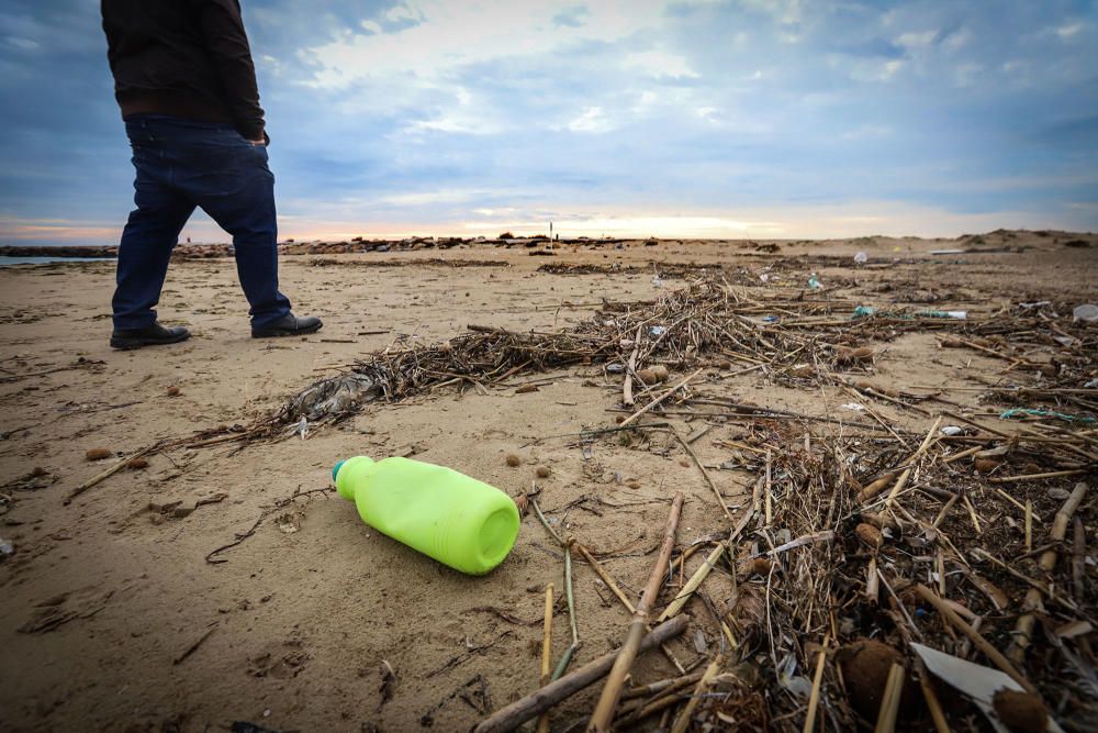 Más de tres mil fragmentos de plástico por metro cuadrado se pueden encontrar en la arena de la playa situada junto a la desembocadura del Segura en Guardamar