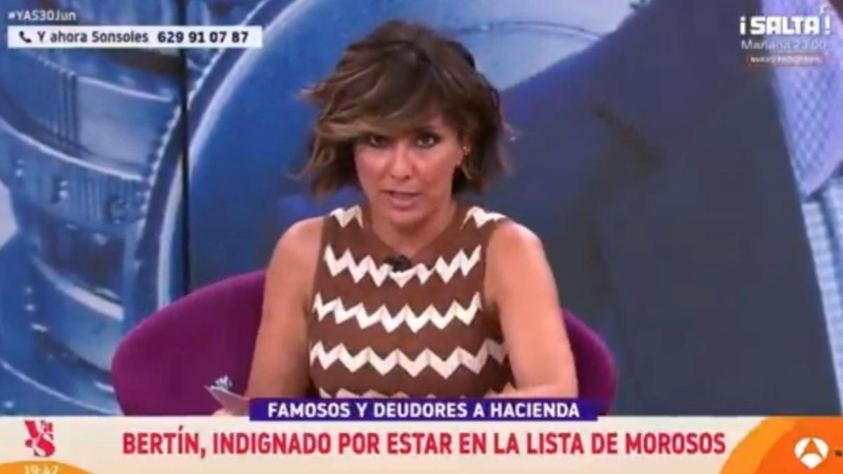 Enfado de Sonsoles Ónega por la lista de morosos de Hacienda