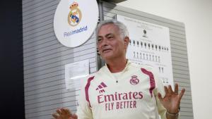 El técnico del Real Madrid, José Mourinho, durante la rueda de prensa. 
